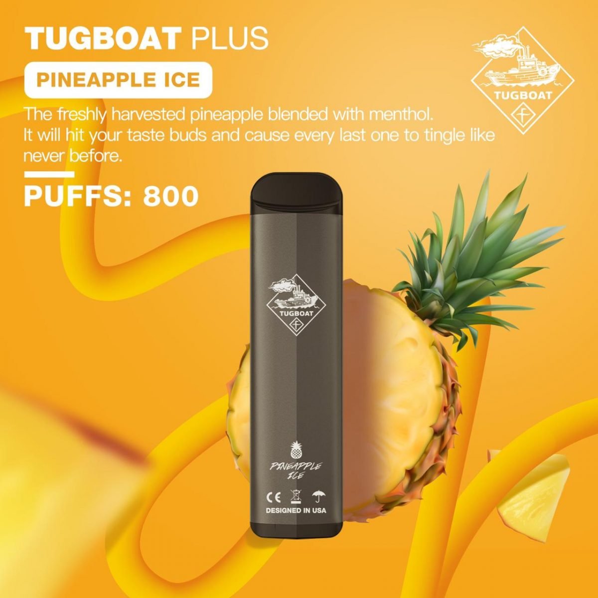 Disposable tugboat plus pineapple ice