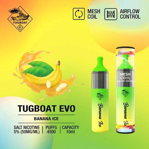 Tugboat EVO 4500 Puffs Disposable Vape Banana Ice Flavours