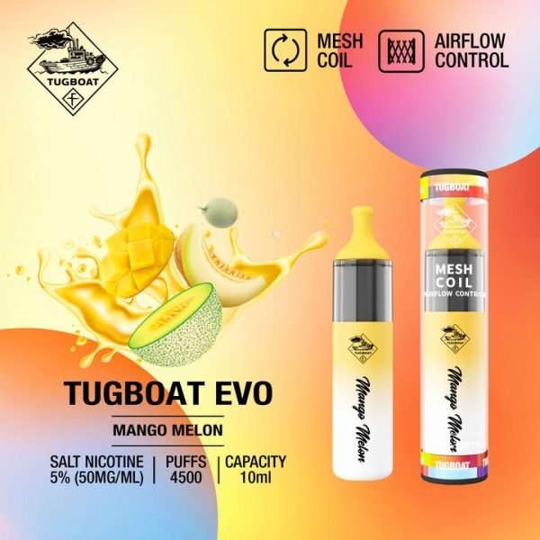 Tugboat EVO 4500 Puffs Disposable Vape Mango Melon Flavours