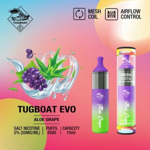 Tugboat EVO 4500 Puffs Disposable Vape Aloe Grape Flavours