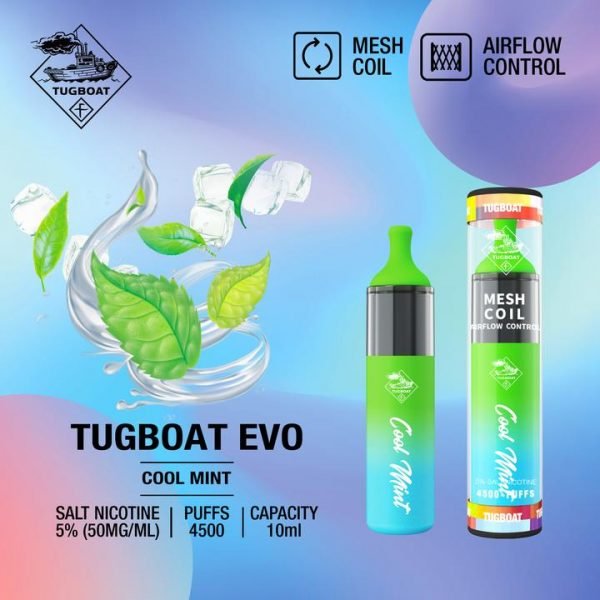 Tugboat EVO 4500 Puffs Disposable Vape Cool Mint Flavours