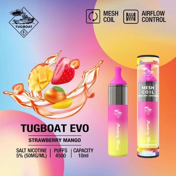 Tugboat EVO 4500 Puffs Disposable Vape Strawberry Mango Flavours