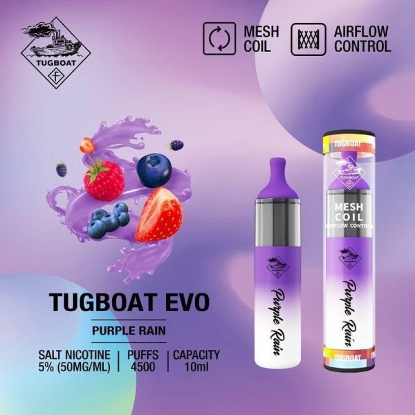 Tugboat EVO 4500 Puffs Disposable Vape Purple Rain Flavours