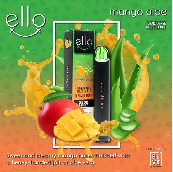 BLVK ELLO DISPOSABLE VAPE 2500 PUFFS MANGO ALOE FLAVOUR