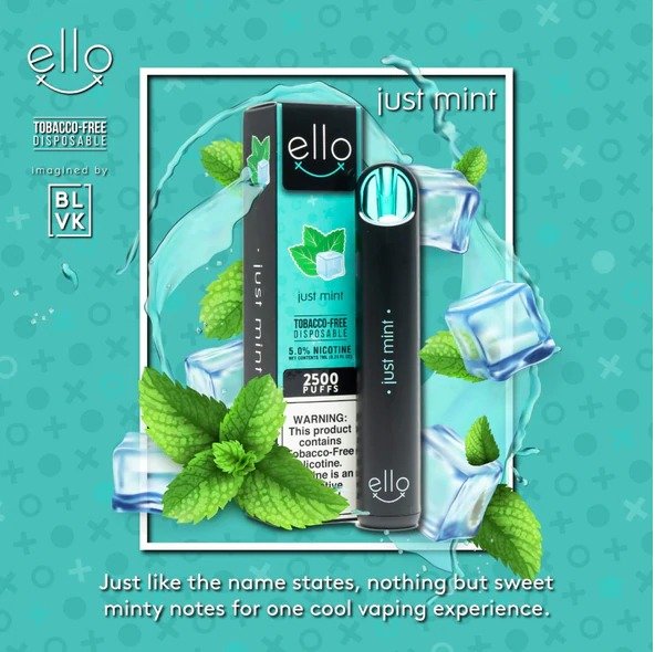 BLVK ELLO DISPOSABLE VAPE 2500 PUFFS JUST MINT FLAVOUR