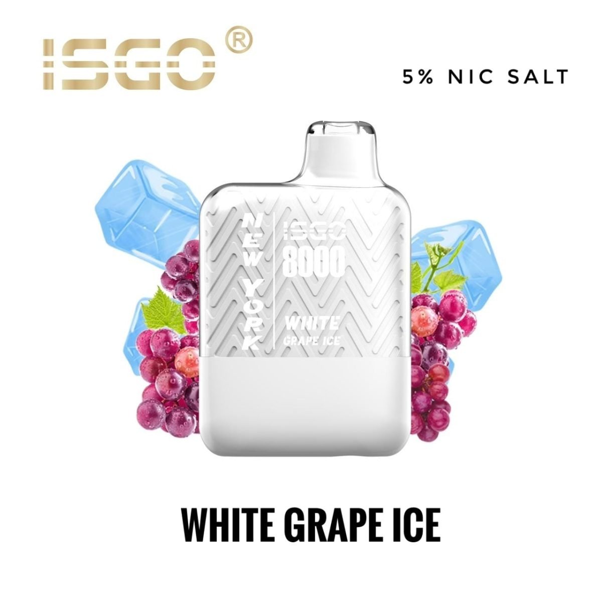 ISGO New York Disposable Vape 8000 Puffs-White Grape Ice