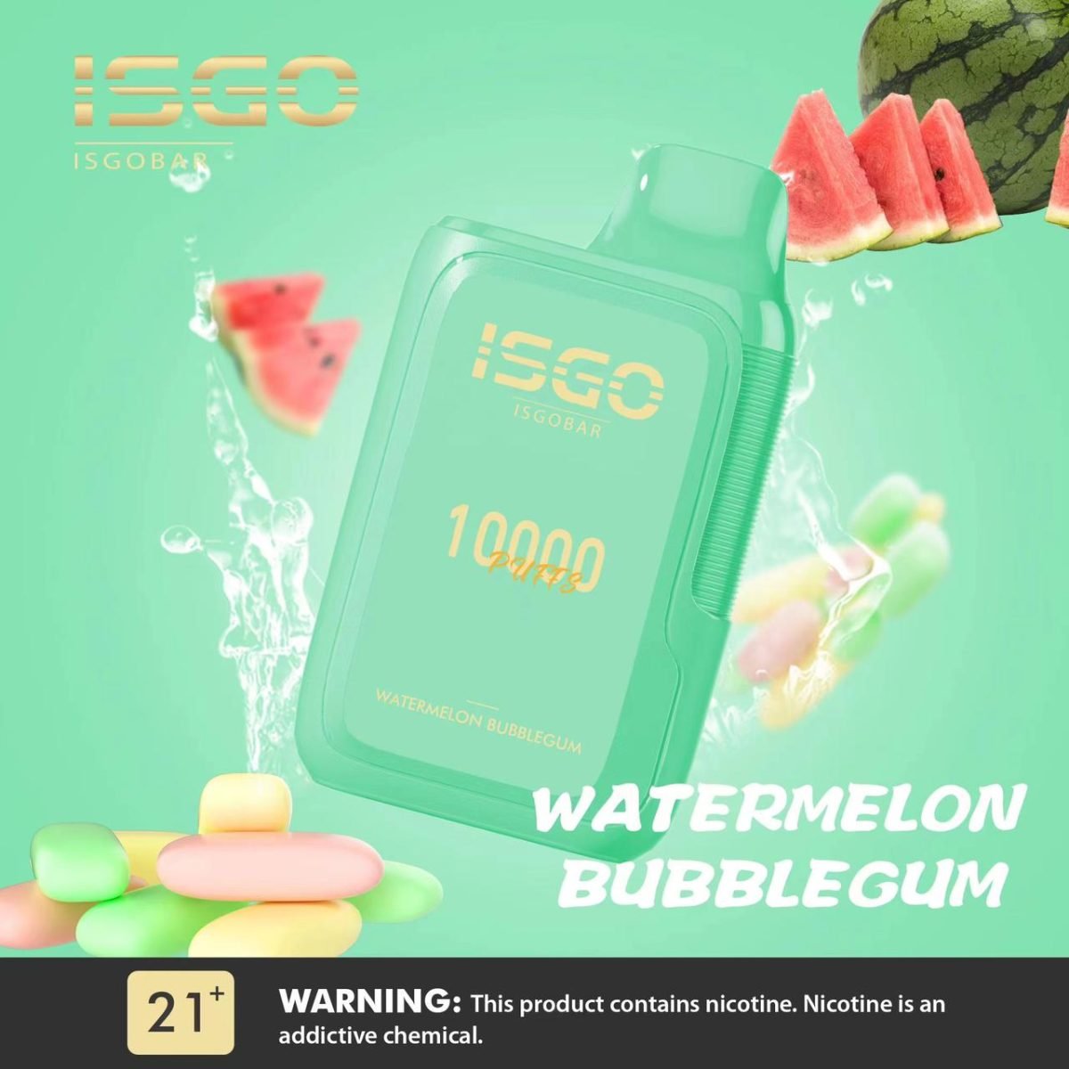 ISGO Bar 10000 Puffs Disposable Vape 50mg- Watermelon Bubblegum