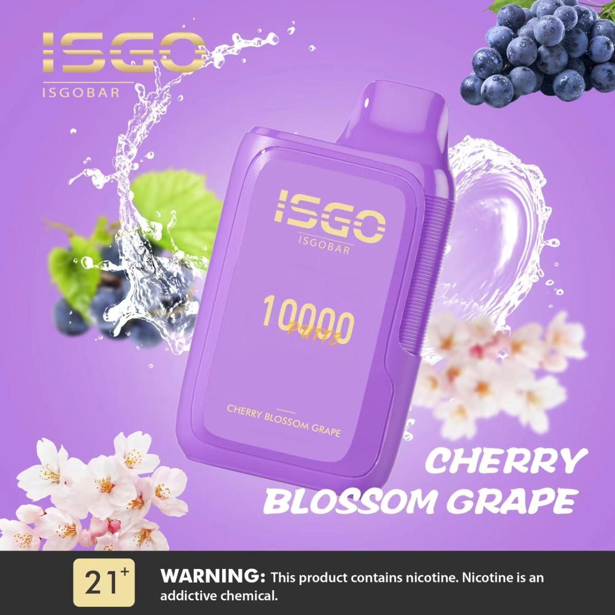 ISGO Bar 10000 Puffs Disposable Vape 50mg- Cherry Blossom Grape