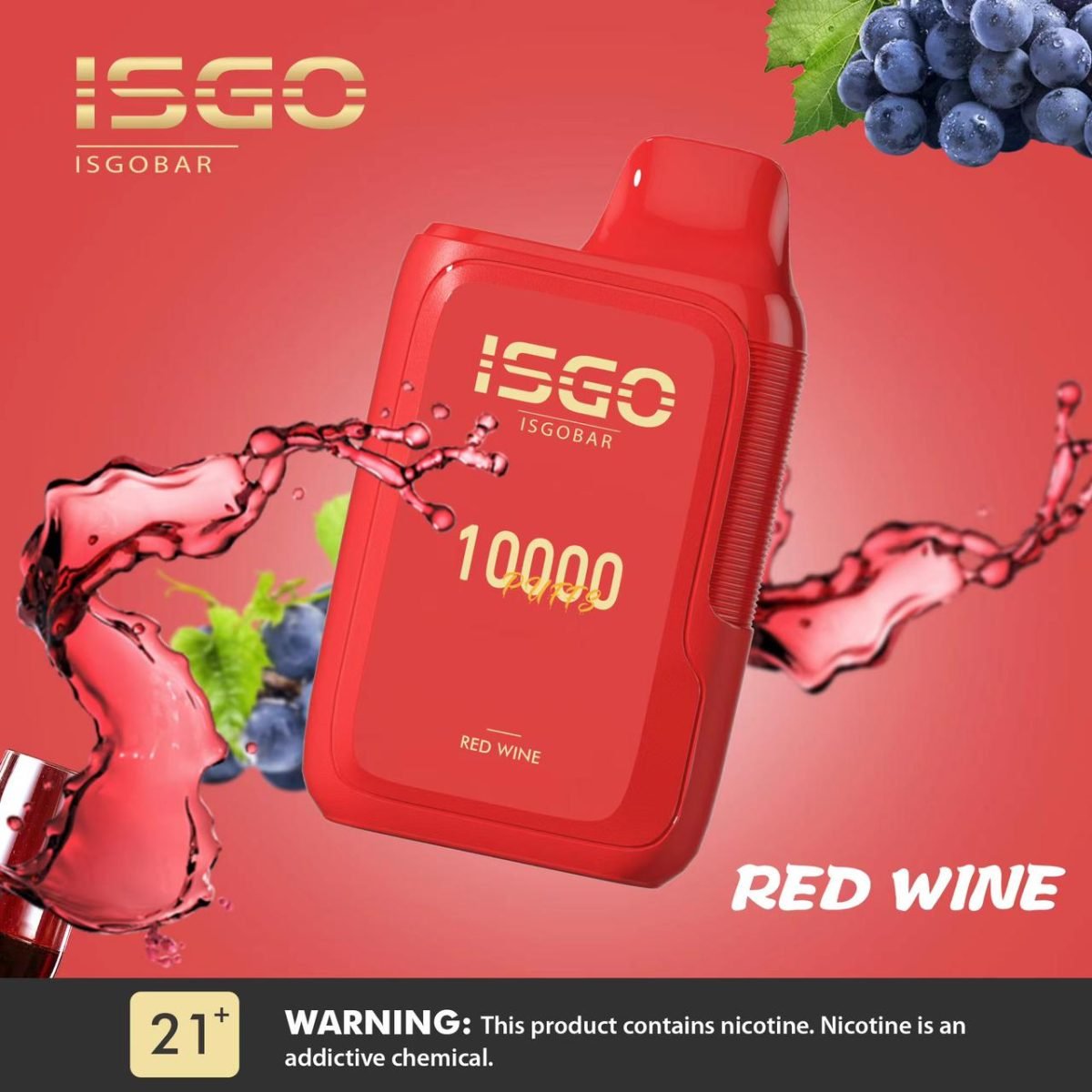 ISGO Bar 10000 Puffs Disposable Vape 50mg- Red Wine