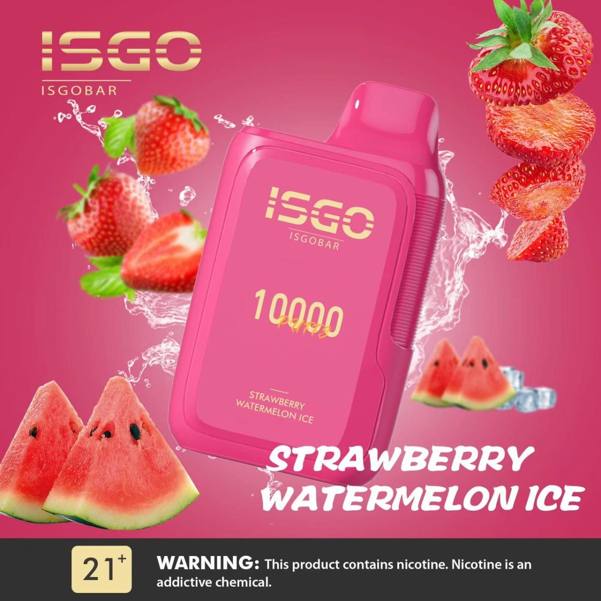 ISGO Bar 10000 Puffs Disposable Vape 50mg- Strawberry Watermelon Ice