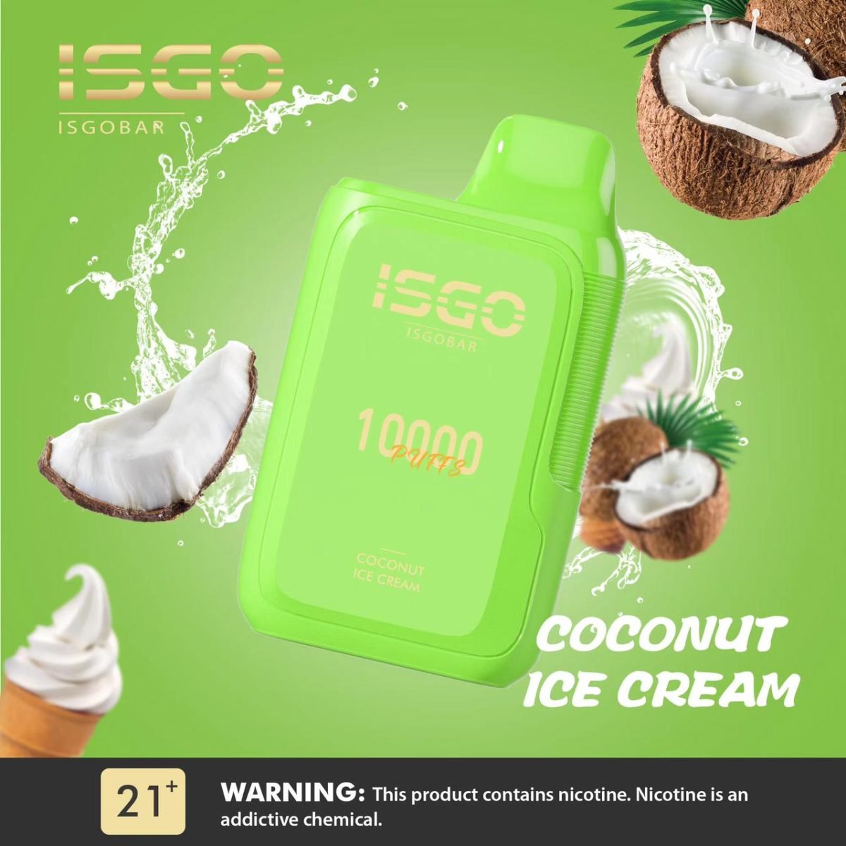 ISGO Bar 10000 Puffs Disposable Vape 50mg- Coconut Ice Cream