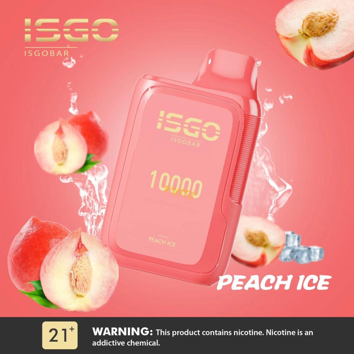 ISGO Bar 10000 Puffs Disposable Vape 50mg- Peach Ice