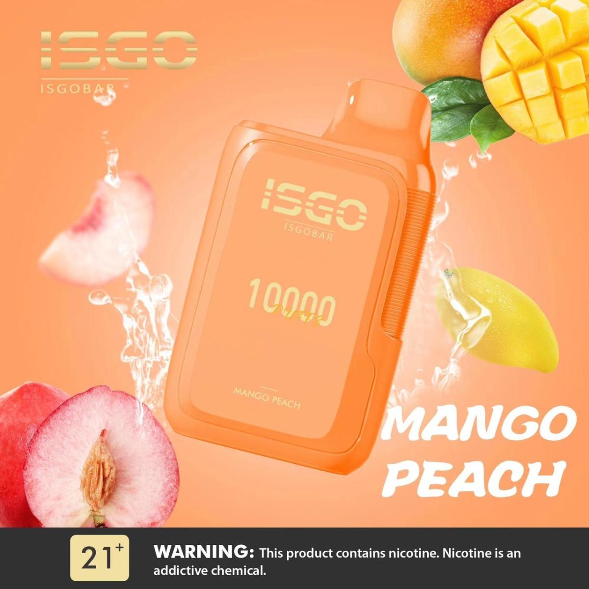 ISGO Bar 10000 Puffs Disposable Vape 50mg- Mango Peach