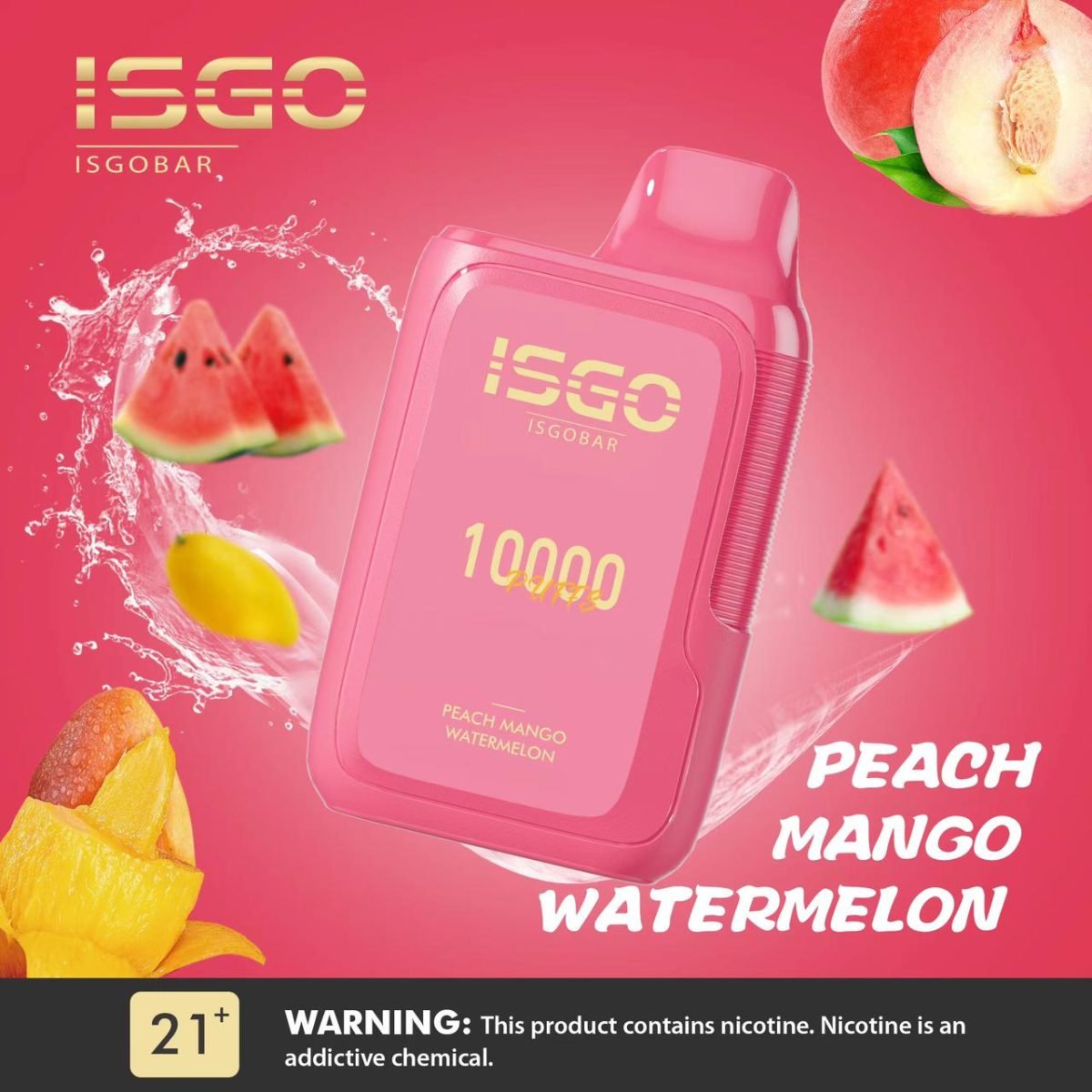 ISGO Bar 10000 Puffs Disposable Vape 50mg- Mango Peach Watermelon