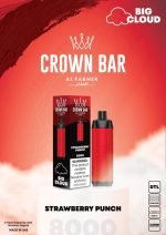 Al Fakher Crown Bar 8000 Puffs 5mg DTL (BIG CLOUD)- Strawberry Punch