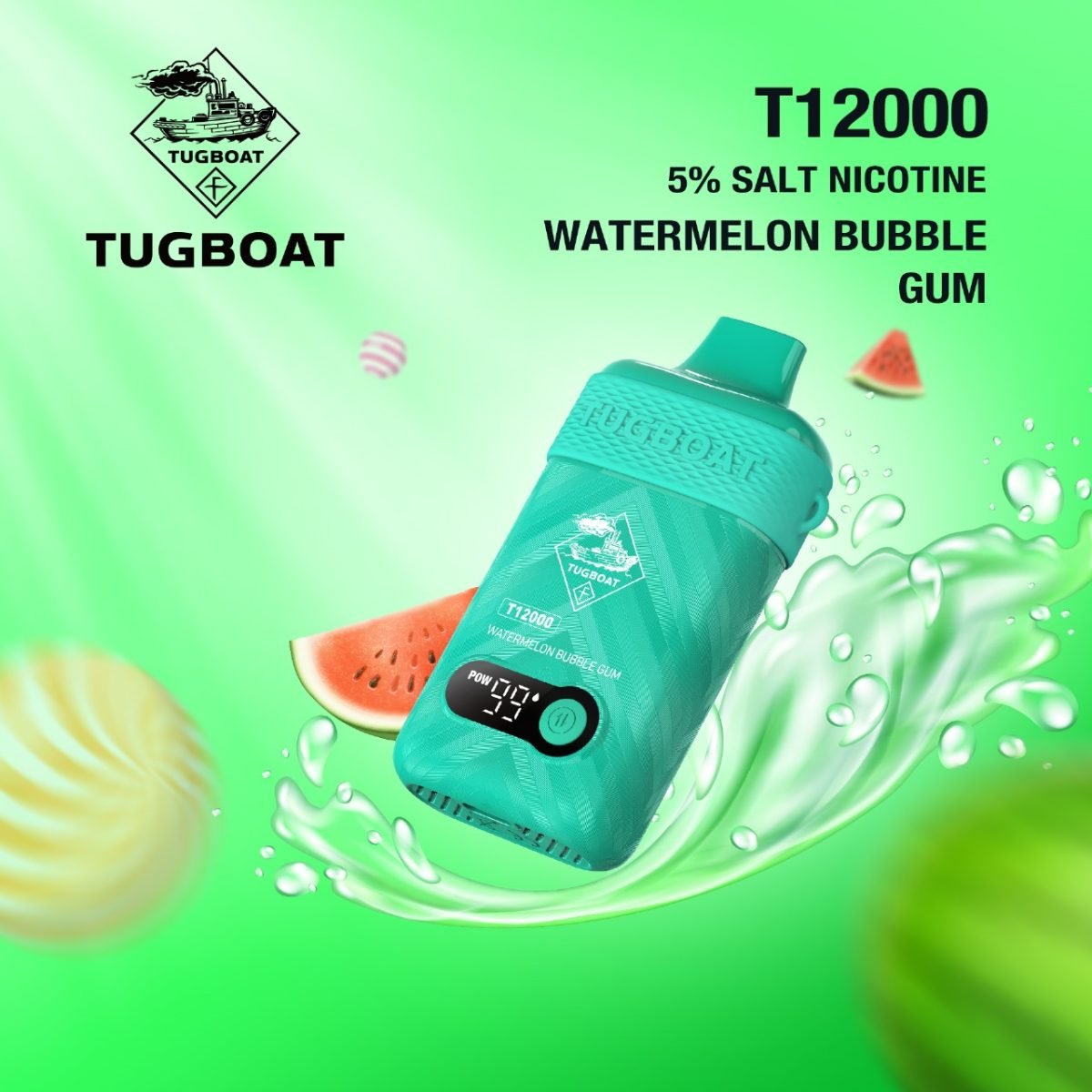 Tugboat T12000 Disposable Vape- Watermelon Bubblegum