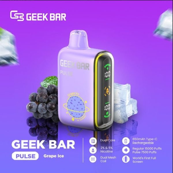 Geek Bar Pulse 15000 Puffs Disposable Vape 16ml- Grape Ice