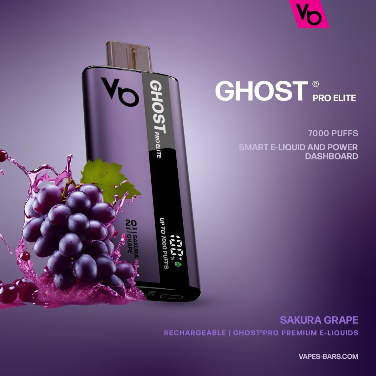 Ghost Pro Elite 7000 Puffs Disposable Vape 20mg- Sakura Grape