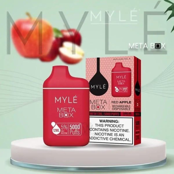 Myle Meta Box 5000 Puffs Disposable Vape 5% nicotine rechargeable- Red Apple