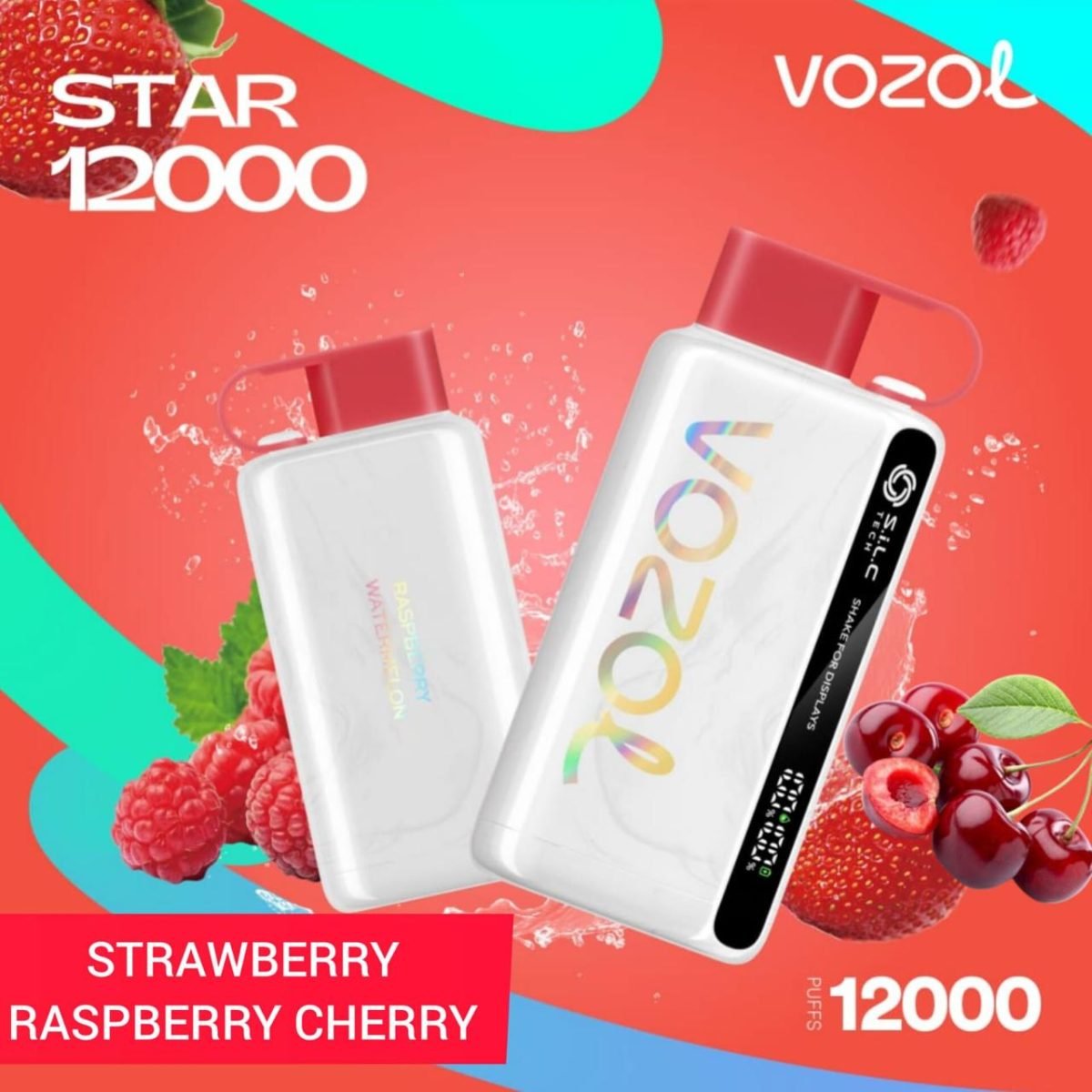 Vozol Star 12000 Puffs Disposable Vape- Strawberry Raspberry Cherry