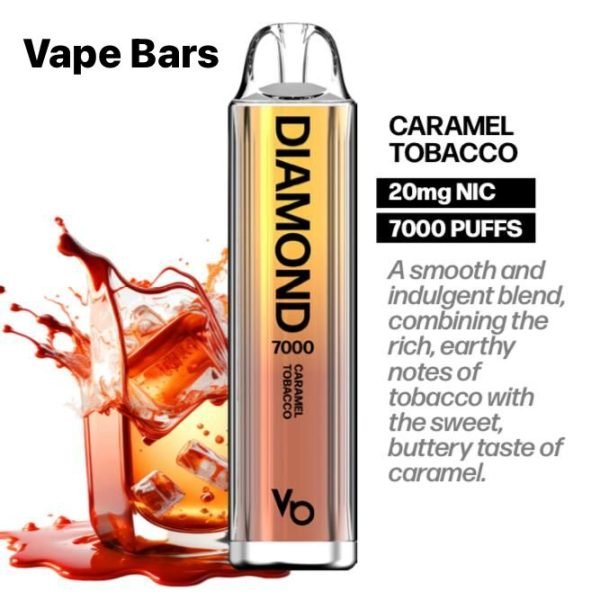 Vape Bars Diamond 7000 Puffs Disposable Vape 20mg- Caramel Tobacco