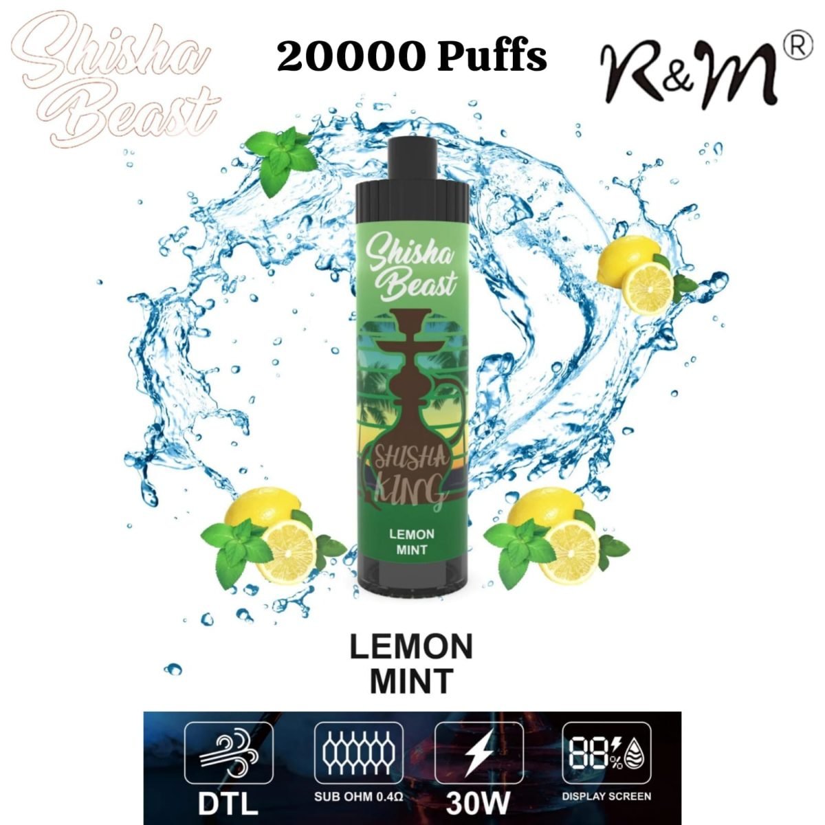 R&M ShiSha Beast 20000 Puffs Disposable Vape- Lemon Mint