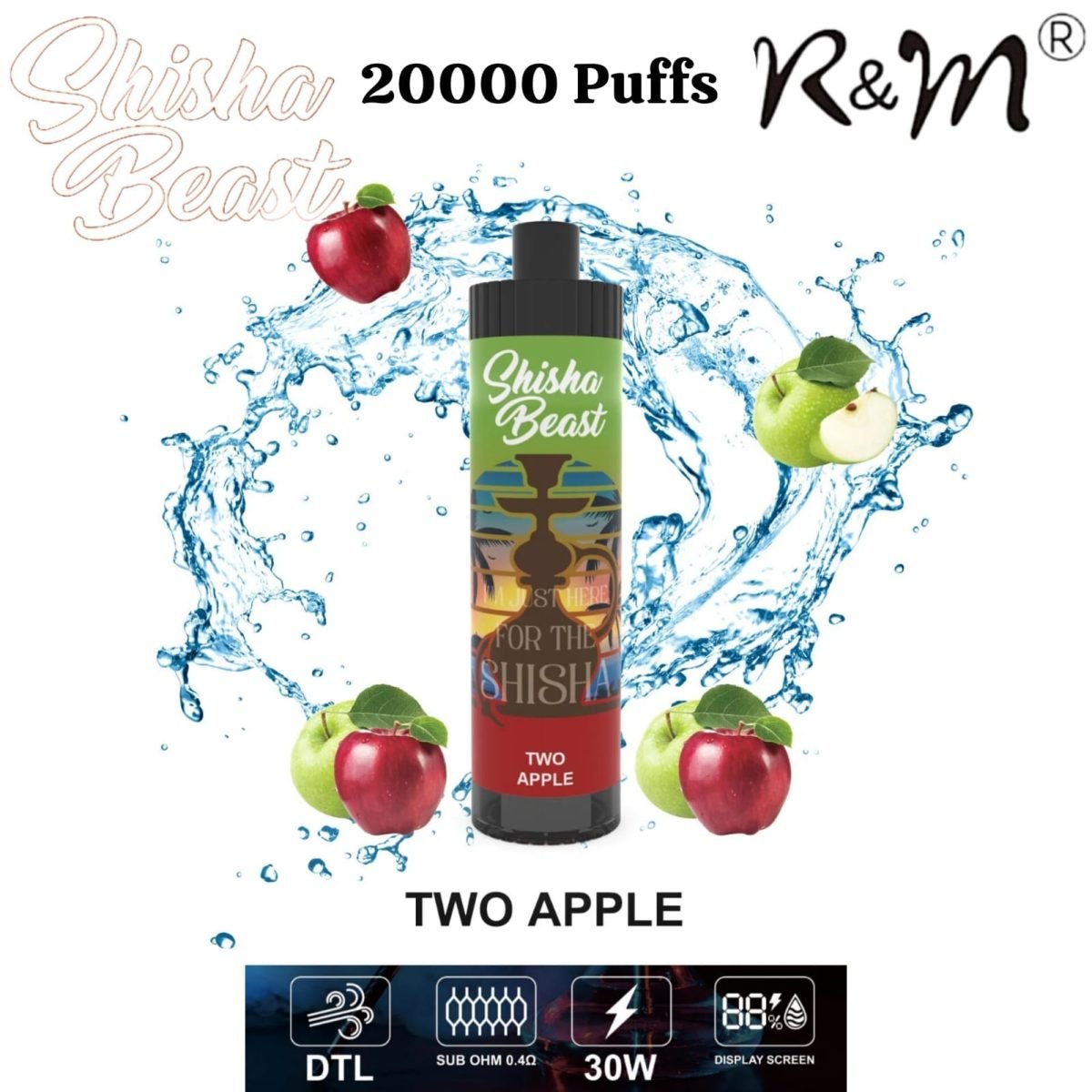 R&M ShiSha Beast 20000 Puffs Disposable Vape- Two Apple