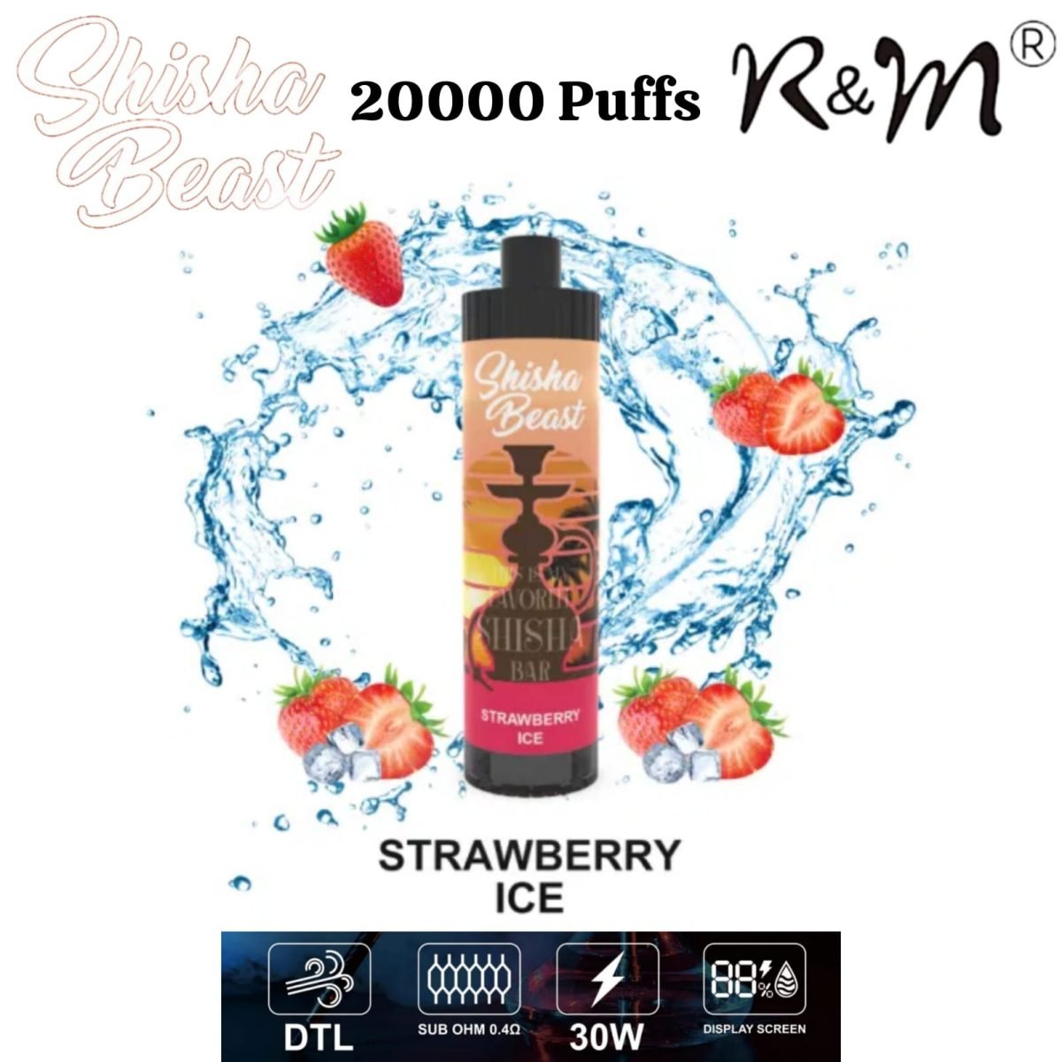 R&M ShiSha Beast 20000 Puffs Disposable Vape- Strawberry Ice