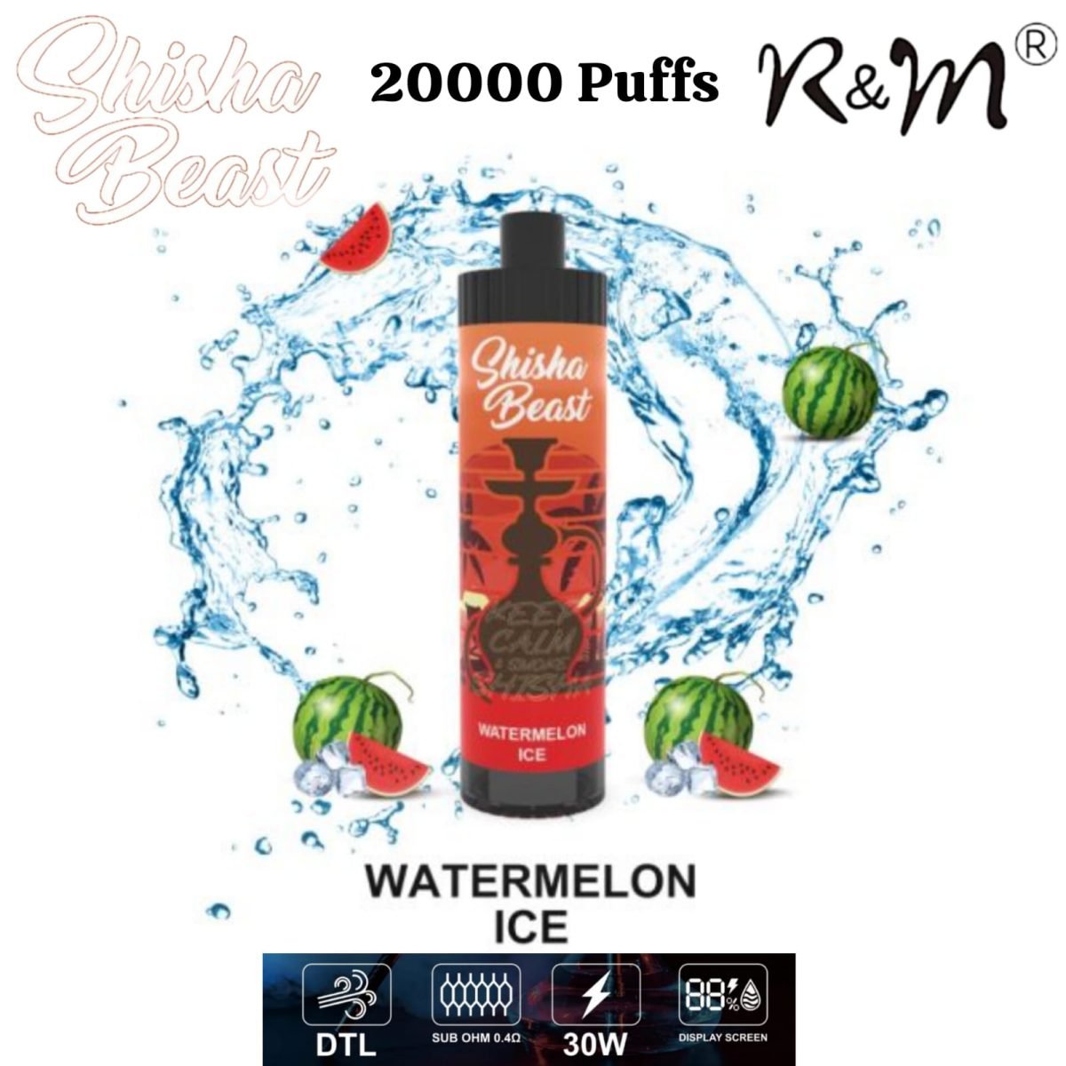 R&M ShiSha Beast 20000 Puffs Disposable Vape- Watermelon Ice