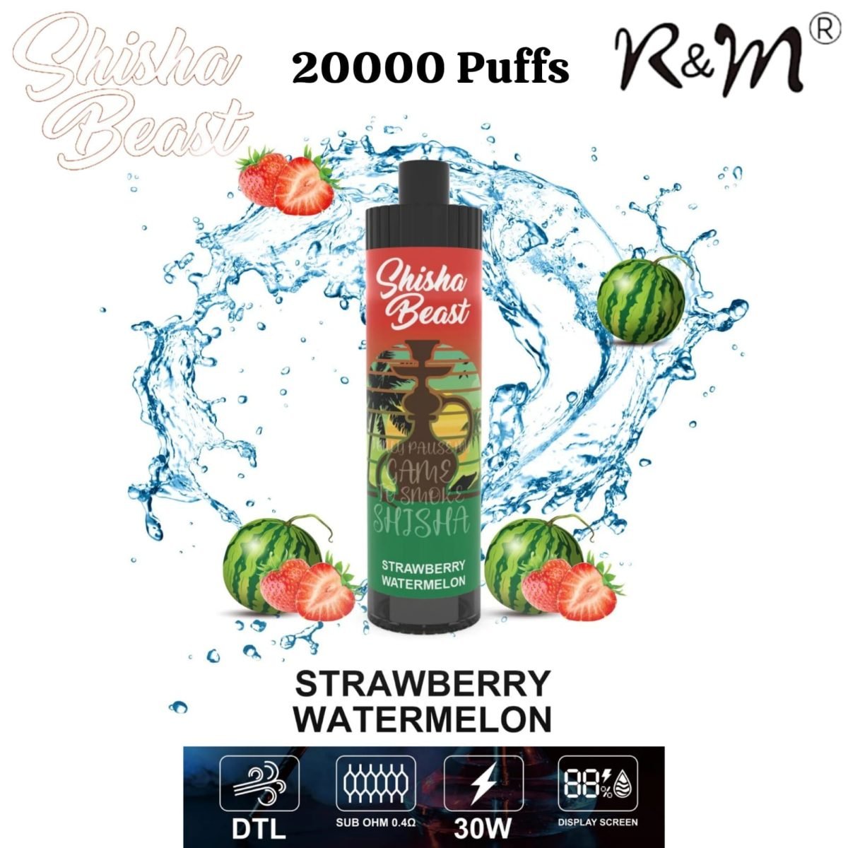 R&M ShiSha Beast 20000 Puffs Disposable Vape- Strawberry Watermelon