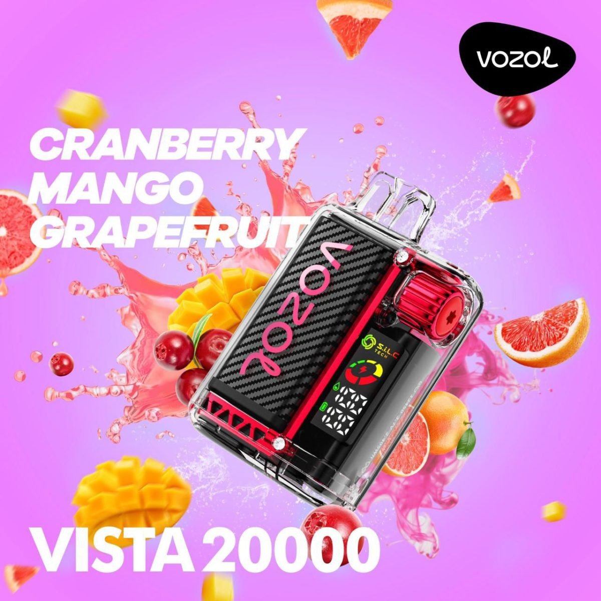 Vozol Vista 20000 Puffs Disposable Vape Rechargeable- Cranberry Mango Grape Fruit