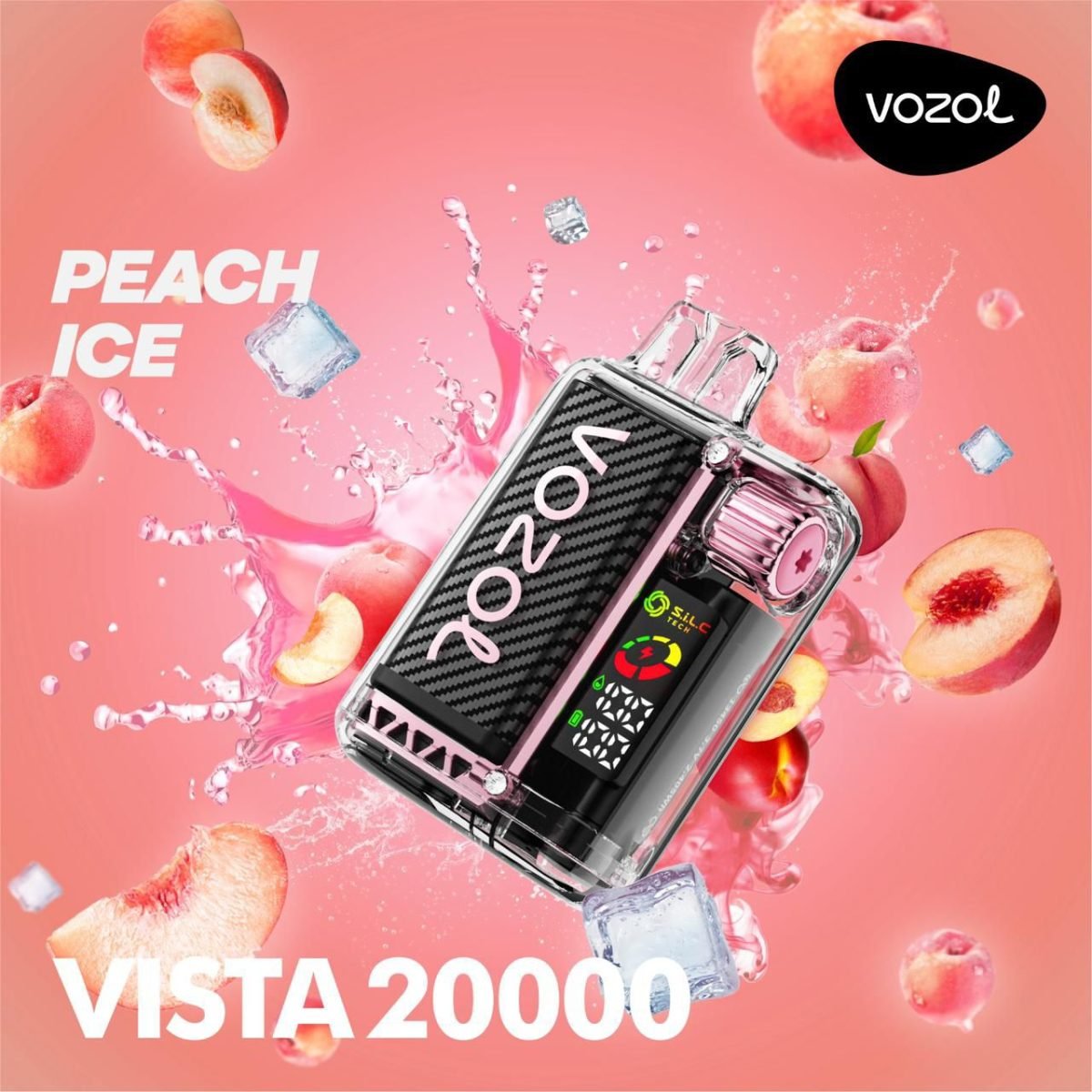 Vozol Vista 20000 Puffs Disposable Vape Rechargeable- Peach Ice