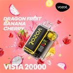 Vozol Vista 20000 Puffs Disposable Vape Rechargeable- Dragon Fruit Banana Cherry