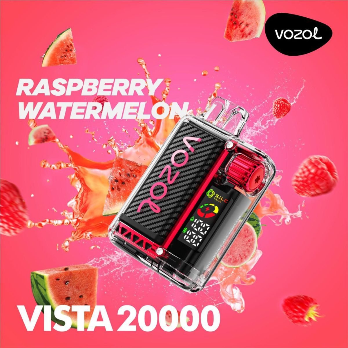 Vozol Vista 20000 Puffs Disposable Vape Rechargeable- Raspberry Watermelon