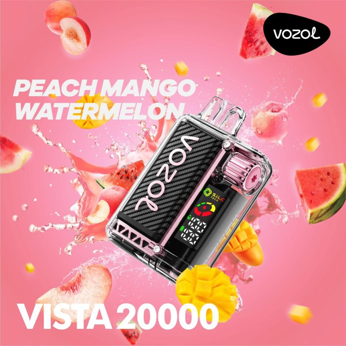 Vozol Vista 20000 Puffs Disposable Vape Rechargeable- Peach Mango Watermelon