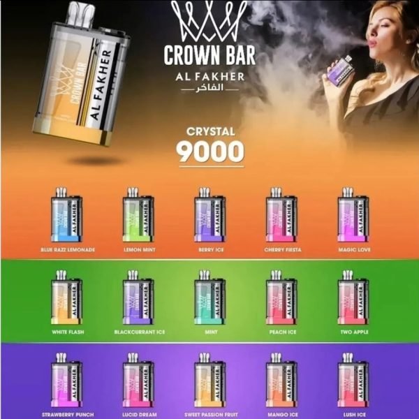 Al Fakher Crown Bar Crystal 9000 Puffs 20mg Disposable Vape Best In UAE