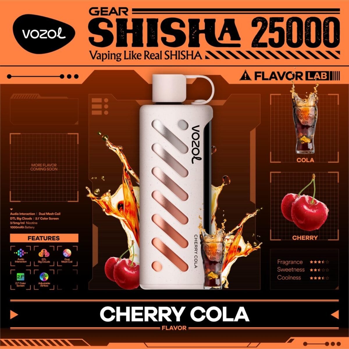 Vozol Gear Shisha 25000 Puffs Disposable Vape- Cherry Cola