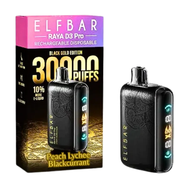 Elfbar Raya D3 Pro 30000 Puffs Disposable Vape Peach Lychee Blackcurrant