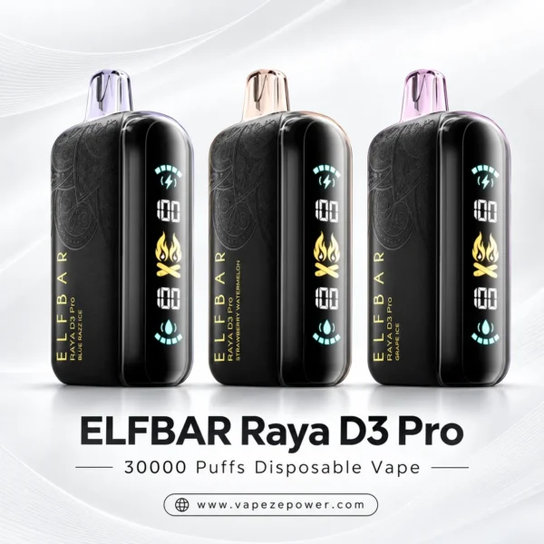 ELF BAR Raya D3 Pro - Blue Razz Ice, Strawberry Watermelon and Grape Ice flavours