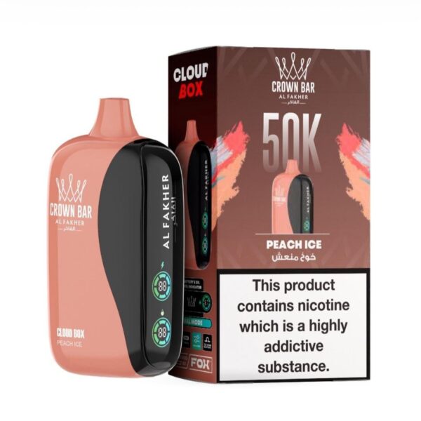 Al Fakher Crown Bar Cloud Box Peach Ice 50000 Puffs disposable vape