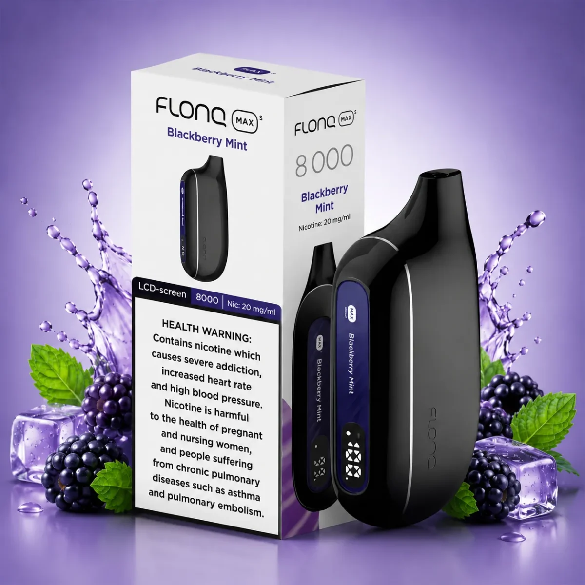 FLONQ Max S 8000 Puffs Blackberry Mint disposable vape