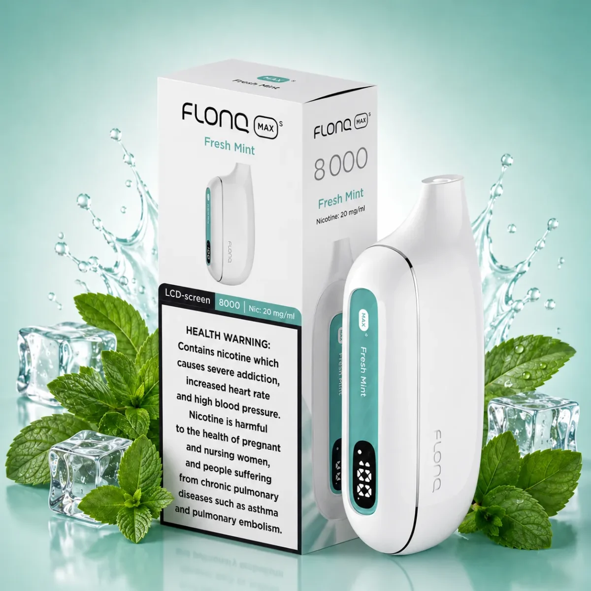 FLONQ Max S 8000 Puffs Fresh Mint disposable vape
